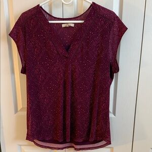 Women's Maroon V-Neck Top
